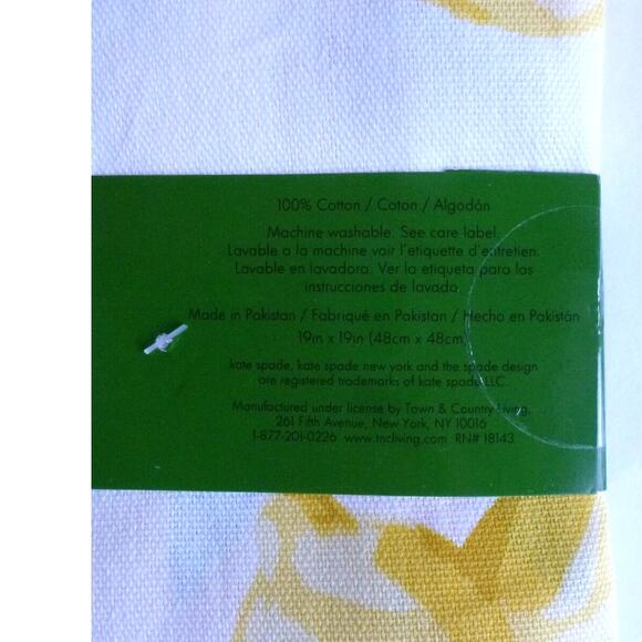 KATE SPADE New York Set of 4 Make Lemonade NAPKINS Yellow Lemons 100% Cotton - Picture 10 of 12